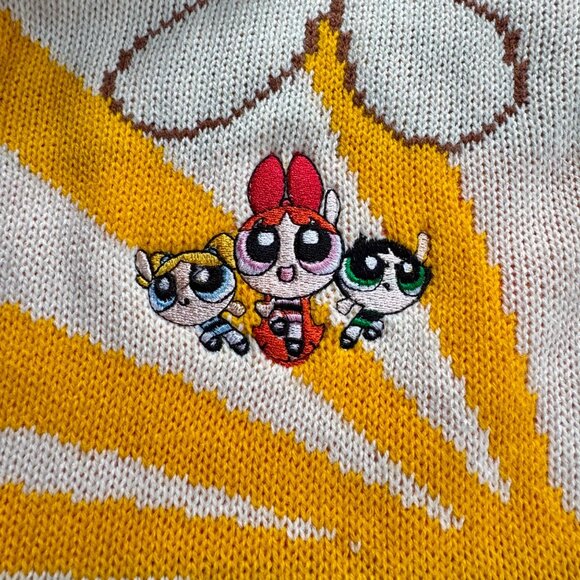 POWERPUFF GIRLS x SKINNYDIP Cropped Cardigan Womens M Medium Retro Sweater HTF - Picture 5 of 7